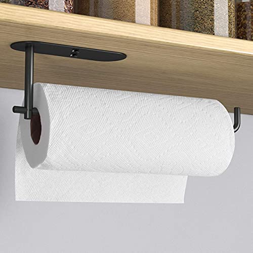 VAEHOLD Adhesive Paper Towel Holder Under Cabinet Mount for Kitchen Paper Towel, Black Paper Towel Roll Holder Stick on Wall, SUS304 Stainless Steel | The Storepaperoomates Retail Market - Fast Affordable Shopping
