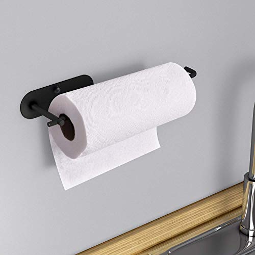 VAEHOLD Adhesive Paper Towel Holder Under Cabinet Mount for Kitchen Paper Towel, Black Paper Towel Roll Holder Stick on Wall, SUS304 Stainless Steel | The Storepaperoomates Retail Market - Fast Affordable Shopping