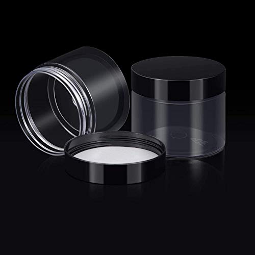 24 Pieces Empty Clear Plastic Jars with Lids Round Storage Containers Wide-Mouth for Beauty Product Cosmetic Cream Lotion Liquid Slime Butter Craft and Food (Black Lid, 2 oz) | The Storepaperoomates Retail Market - Fast Affordable Shopping