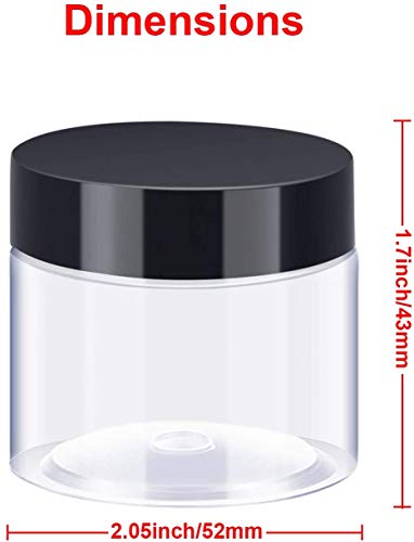 24 Pieces Empty Clear Plastic Jars with Lids Round Storage Containers Wide-Mouth for Beauty Product Cosmetic Cream Lotion Liquid Slime Butter Craft and Food (Black Lid, 2 oz) | The Storepaperoomates Retail Market - Fast Affordable Shopping
