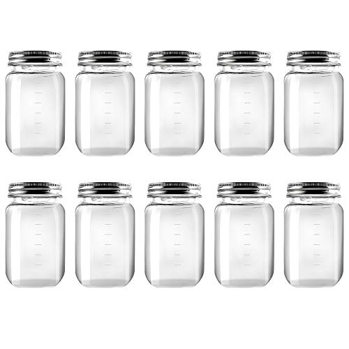 novelinks 16 Ounce Clear Plastic Jars Containers With Screw On Lids – Refillable Round Empty Plastic Slime Storage Containers for Kitchen & Household Storage – BPA Free (10 Pack) | The Storepaperoomates Retail Market - Fast Affordable Shopping