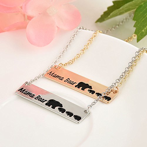 ERAWAN New Engraved Mama Bear Bar Pendant Necklace Monogram Mother’s Day Jewelry Gift EW sakcharn (Mama Bear – 3 Cubs, Silver) | The Storepaperoomates Retail Market - Fast Affordable Shopping