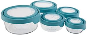 Anchor Hocking TrueSeal Glass Food Storage Containers with Airtight Lids, Set of 10,Mineral Blue