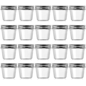 novelinks 4 Ounce Clear Plastic Jars Containers With Screw On Lids – Refillable Round Empty Plastic Slime Storage Containers for Kitchen & Household Storage – BPA Free (20 Pack)