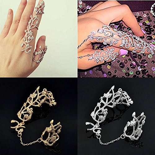 kittipong Punk Rock Gothic Gold Silver Double Full Finger Knuckle Armor Ring (Silver) | The Storepaperoomates Retail Market - Fast Affordable Shopping