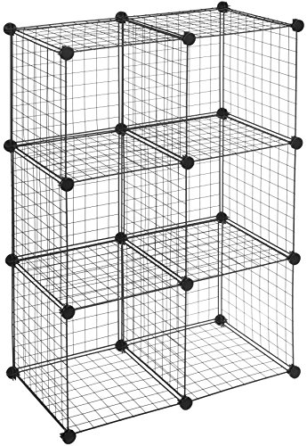 Amazon Basics 3-Shelf Adjustable, Heavy Duty Storage Shelving Unit, Steel Organizer Wire Rack, Black & 6 Cube Grid Wire Storage Shelves, Black | The Storepaperoomates Retail Market - Fast Affordable Shopping