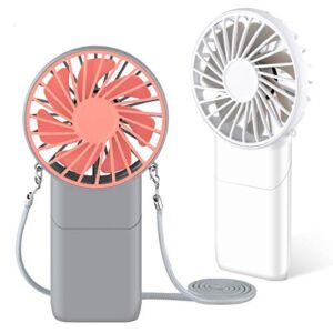 Mini Handheld Fan – Portable Neck Fan Mini Handheld – Small Portable Table Fan Folding Hands Free Necklace Fans for home/Travel/Office (Gray)