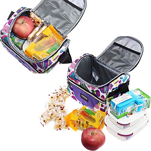 Kids Lunch Bag insulated Lunch Box Lunch Organizer Cooler Bento Bags for School Work/Girls Boys Children Student Women with Adjustable Strap and Zip Closure Travel Lunch Tote, Front Pocket (purple) | The Storepaperoomates Retail Market - Fast Affordable Shopping