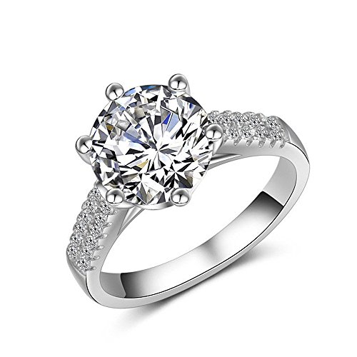 A.Minnymin 3ct Round Cut White Sapphire CZ Band 925 Silver Engagement Jewelry Ring Size 4-9 (9) | The Storepaperoomates Retail Market - Fast Affordable Shopping