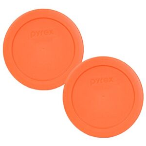 Pyrex Bundle – 2 Items: 7200-PC 2-Cup Orange Round Plastic Lids
