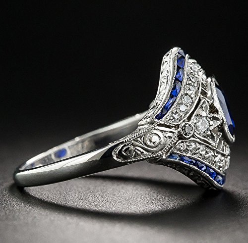 preeyanan Antique 10Kt White Gold Filled Blue Sapphire Ring Wedding Women Jewelry Sz 6-10 (8) | The Storepaperoomates Retail Market - Fast Affordable Shopping