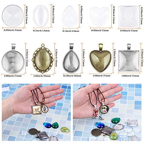 Pendant Trays with Glass Cabochons for Jewelry Making, Anezus 90pcs Pendants Trays Set Including 30pcs Bezel Pendant Trays Blanks, 30pcs Glass Cabochons and 30pcs Necklaces Cords for Necklace Making | The Storepaperoomates Retail Market - Fast Affordable Shopping