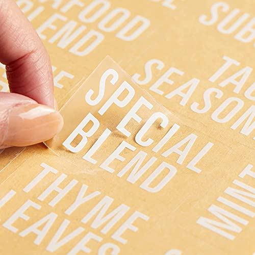 Talented Kitchen 134 Kitchen Spice Jar Labels, Preprinted Bold All Caps White Letters on Clear Seasoning Stickers + Numbers for Organization and Storage Racks (Water Resistant) | The Storepaperoomates Retail Market - Fast Affordable Shopping