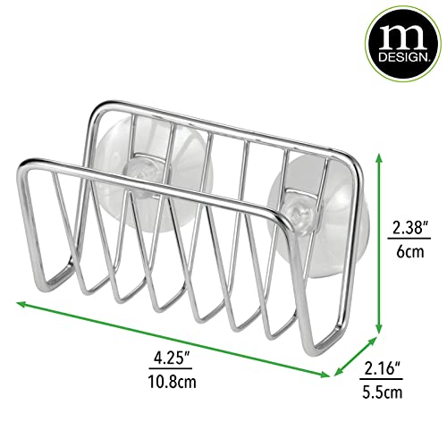 mDesign Metal Farmhouse Kitchen Sink Storage Organizer Caddy – Small Holder for Sponges, Soaps, Scrubbers – Quick Drying Open Wire Basket Design with Strong Suction Cups – Chrome | The Storepaperoomates Retail Market - Fast Affordable Shopping