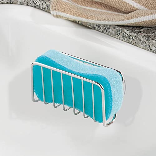 mDesign Metal Farmhouse Kitchen Sink Storage Organizer Caddy – Small Holder for Sponges, Soaps, Scrubbers – Quick Drying Open Wire Basket Design with Strong Suction Cups – Chrome | The Storepaperoomates Retail Market - Fast Affordable Shopping