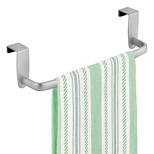 mDesign Steel Metal Wire Over Cabinet Towel Rack Storage Organizer – Hang on Cabinet or Door – Towel Bar Holder for Kitchen – Holds Hand Towels, Washcloths – Spira Collection – Silver | The Storepaperoomates Retail Market - Fast Affordable Shopping