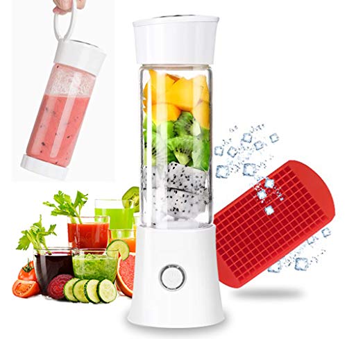 Portable Blender, Smoothie Blender with 16oz Travel Glass Cup and Lid 4000mAh Battery 7.4V Strong Power Personal Size Blender USB Rechargeable Mini Juicer Cup Travel Blender for Shakes and Smoothies with Stainless Steel 6 Blades BPA Free(White) | The Storepaperoomates Retail Market - Fast Affordable Shopping