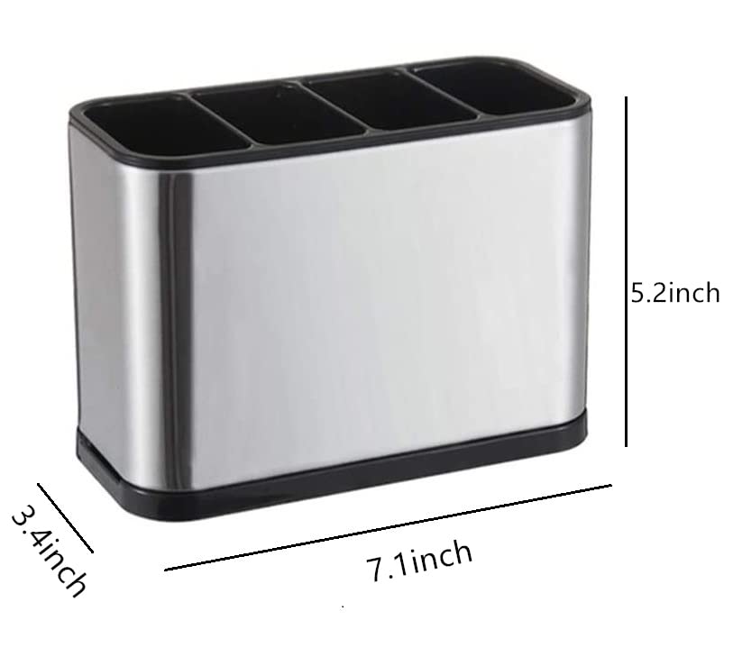 Utensil Holder Sink Caddy Sponge Holder with 4 Divided Compartments, Sturdy Stainless Steel, Rust Proof | The Storepaperoomates Retail Market - Fast Affordable Shopping