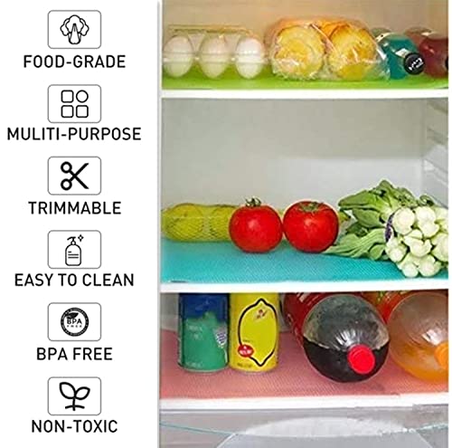 Aiosscd 7 PCS Shelf Mats Antifouling Refrigerator Liners Washable Refrigerator Pads Fridge Mats Drawer Placemats Home Kitchen Gadgets Accessories Organization for Top Freezer(2green+2pink+3blue) | The Storepaperoomates Retail Market - Fast Affordable Shopping