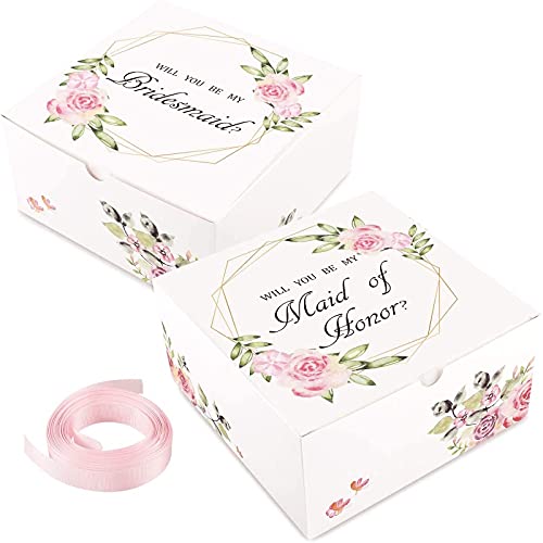 Moretoes 10pcs Bridesmaid Proposal Boxes with Ribbon, 2 Maid of Honor Boxes and 8 Will You Be My Bridesmaid Boxes for Bridesmaid Gifts | The Storepaperoomates Retail Market - Fast Affordable Shopping