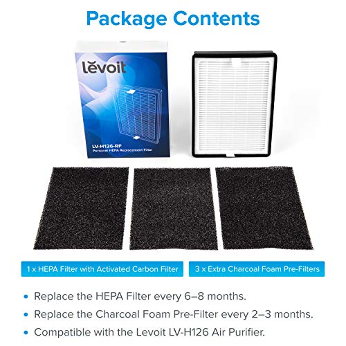 LEVOIT Air Purifier for Bedroom, HEPA Filter & Air Purifier Replacement Filter, Compatible with LV-H126 Air Purifier, Include 1 True HEPA and Activated Carbon Set, 3 Extra Pre-Filters, LV-H126-RF | The Storepaperoomates Retail Market - Fast Affordable Shopping