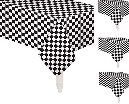 Oojami Pack of 4, Black & White Checkered Flag Table Cover Party Favor/Checkered Tablecloth/Disposable Checkered Racing Table Cover (54″ x 108″ Rectangle) | The Storepaperoomates Retail Market - Fast Affordable Shopping