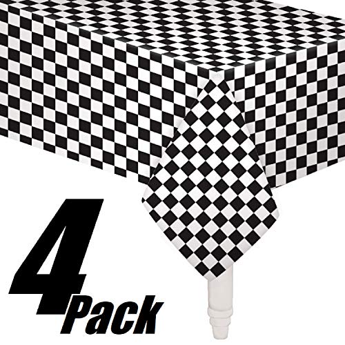 Oojami Pack of 4, Black & White Checkered Flag Table Cover Party Favor/Checkered Tablecloth/Disposable Checkered Racing Table Cover (54″ x 108″ Rectangle) | The Storepaperoomates Retail Market - Fast Affordable Shopping