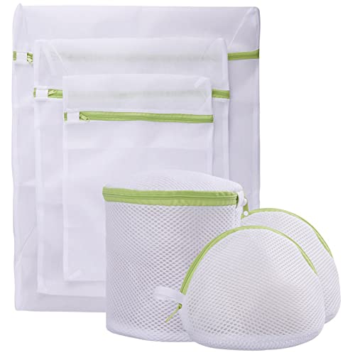 Pagetoc Mesh Laundry Bag Set of 6, White Delicate Durable Polyester Wash Bags with Zipper for Laundry Blouse Hosiery Stocking Underwear Bra and Lingerie | The Storepaperoomates Retail Market - Fast Affordable Shopping