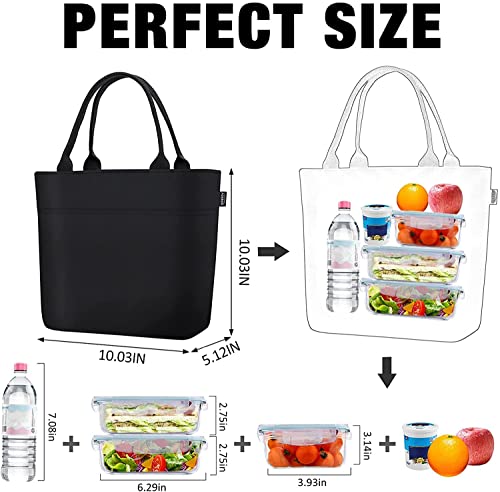 Aosbos Lunch Bag Women Insulated Thermal Lunch Box Cooler Tote Bag Reusable Food Organizer Adult (Black) | The Storepaperoomates Retail Market - Fast Affordable Shopping