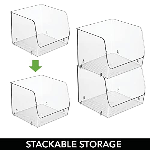 mDesign Modern Stackable Plastic Open Front Dip Storage Organizer Bin Basket for Kitchen Organization – Shelf, Cupboard, Cabinet, and Pantry Organizing Decor – Ligne Collection – 4 Pack – Clear | The Storepaperoomates Retail Market - Fast Affordable Shopping