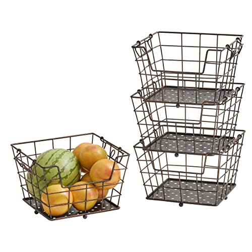 Gourmet Basics by Mikasa Ferme 4-Tier Metal Floor Standing Fruit/Home Storage Market Basket, Antique Black | The Storepaperoomates Retail Market - Fast Affordable Shopping