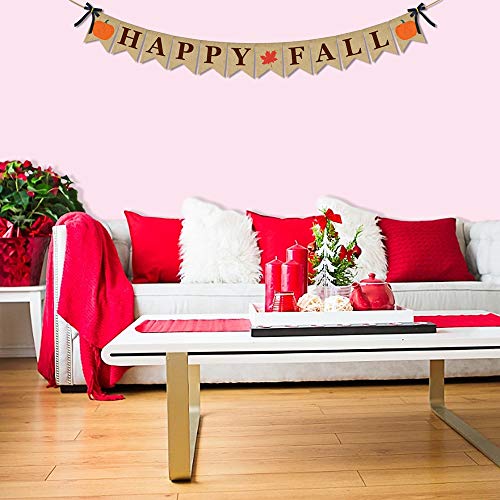 ERKOON Happy Fall Burlap Banner Happy Fall Sign Pumpkin Flag Rustic Natural Fall Harvest Banner for Autumn Home Party School Party Decoration | The Storepaperoomates Retail Market - Fast Affordable Shopping