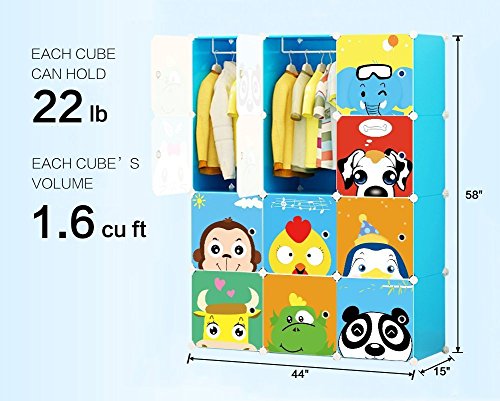 JYYG Kids Dresser Kid Clothes Storage Organizer Baby Dresser Kid Closet Baby Clothes Storage Cabinet for Kids Room Baby Wardrobe Toddler Closet Childrens Dresser (Blue, 8 Cubes 2 Hanging Sections) | The Storepaperoomates Retail Market - Fast Affordable Shopping