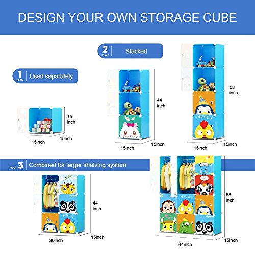 JYYG Kids Dresser Kid Clothes Storage Organizer Baby Dresser Kid Closet Baby Clothes Storage Cabinet for Kids Room Baby Wardrobe Toddler Closet Childrens Dresser (Blue, 8 Cubes 2 Hanging Sections) | The Storepaperoomates Retail Market - Fast Affordable Shopping