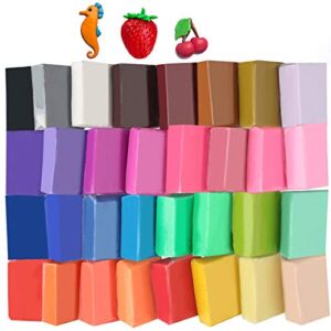 Super Valuable 32 Colors Small Block Polymer Clay Set Oven Bake Clay, Tomorotec Non-Toxic Molding DIY Clay Oven Baking Clay for Kids, Artists (Softer)
