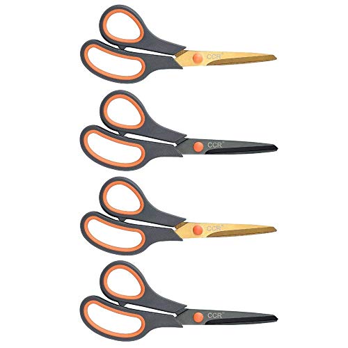 CCR Scissors 8 Inch Soft Comfort-Grip Handles Sharp Titanium Coating Blades, 4-Pack | The Storepaperoomates Retail Market - Fast Affordable Shopping