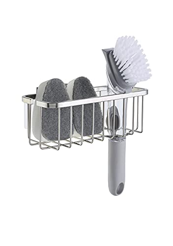 SunnyPoint NeverRust Deluxe Kitchen Sink Suction Holder for Sponges, Scrubbers, Soap, Kitchen, Bathroom, 304 Stainless Steel (Brushed Texture, 7.4 x 3.3 x 2.75 Inch)(Sponge & Brush NOT Included) | The Storepaperoomates Retail Market - Fast Affordable Shopping
