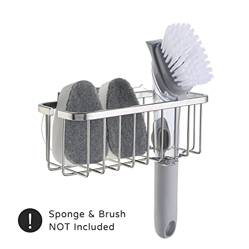 SunnyPoint NeverRust Deluxe Kitchen Sink Suction Holder for Sponges, Scrubbers, Soap, Kitchen, Bathroom, 304 Stainless Steel (Brushed Texture, 7.4 x 3.3 x 2.75 Inch)(Sponge & Brush NOT Included) | The Storepaperoomates Retail Market - Fast Affordable Shopping