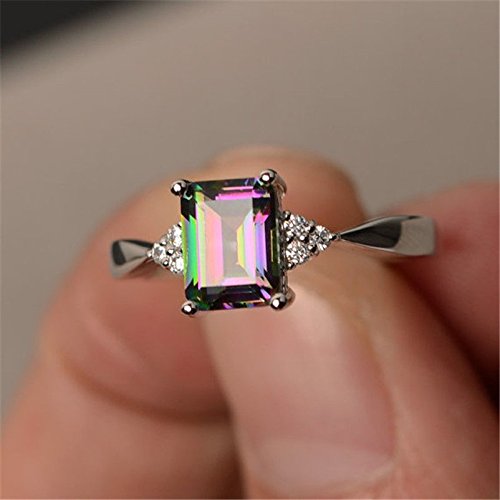 Wassana Women 925 Silver Gift Rainbow Fire Mystic Topaz Wedding Engagement Ring Sz6-10 (10) | The Storepaperoomates Retail Market - Fast Affordable Shopping