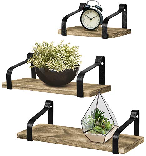 Greenco Rustic Floating Shelves, Decorative Wall Mounted Storage Shelves For Living Room, Dining Room, Office, Bedrooms- Set of 3 | The Storepaperoomates Retail Market - Fast Affordable Shopping
