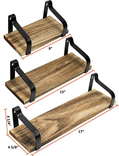 Greenco Rustic Floating Shelves, Decorative Wall Mounted Storage Shelves For Living Room, Dining Room, Office, Bedrooms- Set of 3 | The Storepaperoomates Retail Market - Fast Affordable Shopping