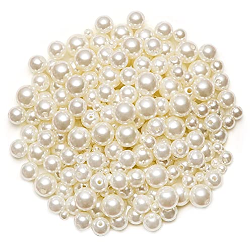 Naler 500pcs Assorted Pearl Beads for Jewelry Making Crafts DIY Vase Fillers Table Scatter for Wedding Birthday Party Home Decoration, Ivory&White Color, 0.15/0.23/0.30/0.39 inch | The Storepaperoomates Retail Market - Fast Affordable Shopping
