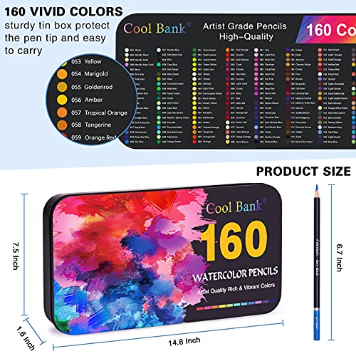 160 Watercolor Pencils, Watercolor Pencil Set for Coloring Books, Artist Soft Series Lead with Vibrant Colors for Sketching, Shading & Coloring in Tin Box | The Storepaperoomates Retail Market - Fast Affordable Shopping