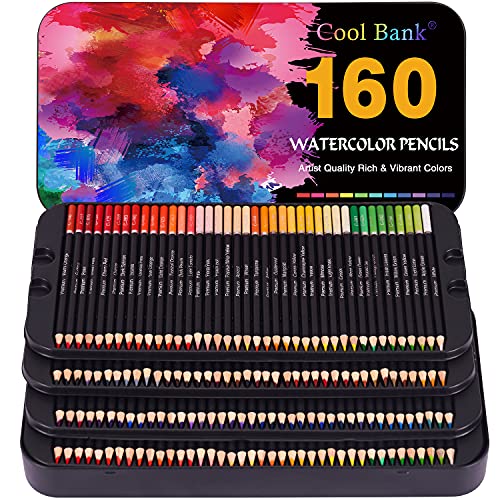 160 Watercolor Pencils, Watercolor Pencil Set for Coloring Books, Artist Soft Series Lead with Vibrant Colors for Sketching, Shading & Coloring in Tin Box | The Storepaperoomates Retail Market - Fast Affordable Shopping