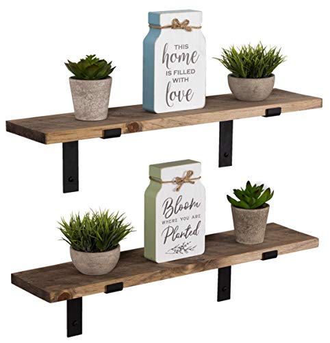 Imperative Décor Rustic Wood Floating Shelves Wall Mounted Storage Shelf with L Brackets USA Handmade| Set of 2 (Special Walnut, 24″ x 5.5″) | The Storepaperoomates Retail Market - Fast Affordable Shopping