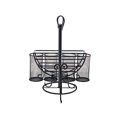 Gourmet Basics by Mikasa Avilla Picnic Plate Napkin and Flatware Storage Caddy with Paper Towel Holder, Complete Service, Antique Black | The Storepaperoomates Retail Market - Fast Affordable Shopping