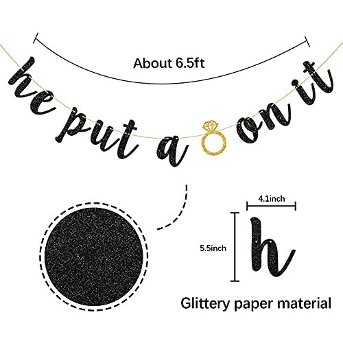 He Put A Ring On It Banner, Black Glitter Engagement Party Decoration Sign for Wedding, Bachelorette, Bridal Showers Party Supplies | The Storepaperoomates Retail Market - Fast Affordable Shopping