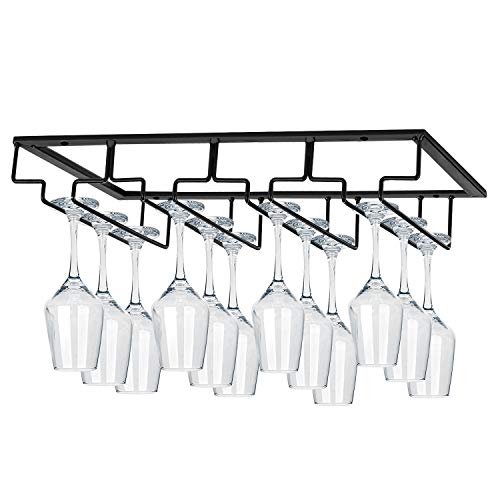 MOCOUM Wine Glasses Rack Under Cabinet Stemware Rack,Wine Glass Hanger Rack Wire Wine Glass Holder Storage Hanger for Cabinet Kitchen Bar (4 Rows) | The Storepaperoomates Retail Market - Fast Affordable Shopping
