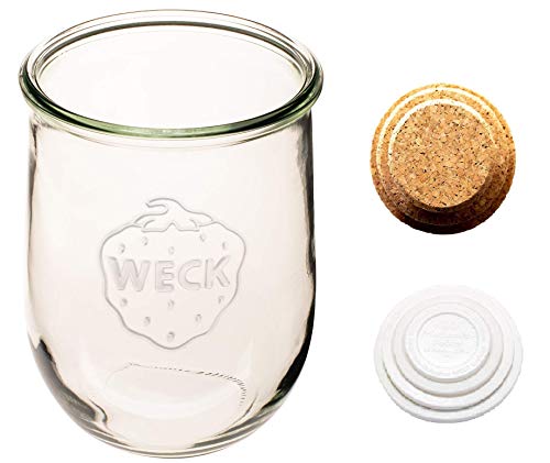 Weck Tulip Jars – Sour Dough Starter Jars – Large Glass Jars for Sourdough – Starter Jar with Glass Lid – Tulip Jar with Wide Mouth – Weck Jars 1 Liter Includes (Cork Lid & Keep Fresh Cover) | The Storepaperoomates Retail Market - Fast Affordable Shopping