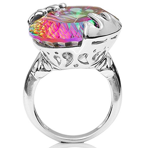 Panwa Jewelry Shop 925 Silver Ring Huge 8.9CT Mystic Rainbow Topaz Women Men Cocktail Size 6-10 (10) | The Storepaperoomates Retail Market - Fast Affordable Shopping